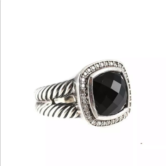DAVID YURMAN onyx silver diamond albion ring 6.25 - Picture 4 of 8